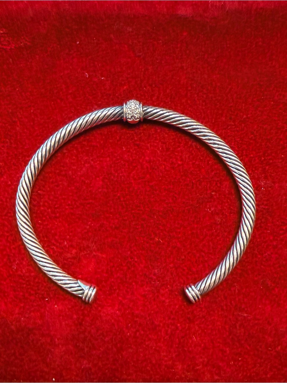 Sterling-Tone Twisted Cable Open Cuff Bracelet - Silver
